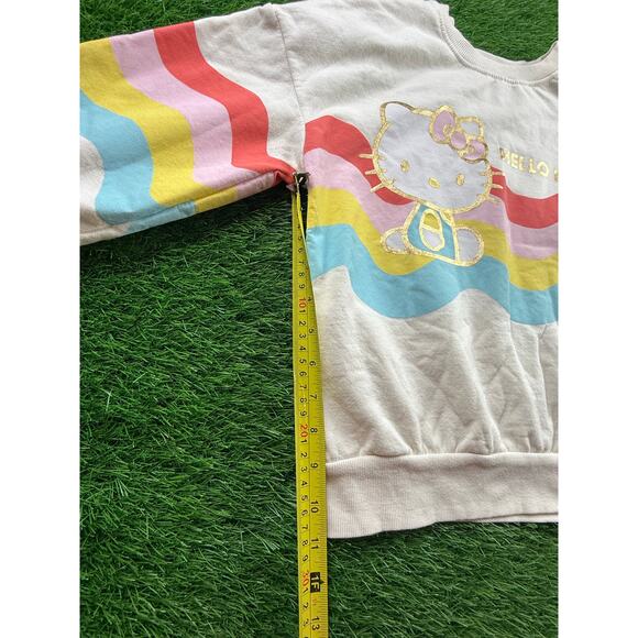 Hello Kitty Sanrio Rainbow Wave Crewneck Sweatshirt Girls L 10-12 Pastel Retro - Picture 6 of 10